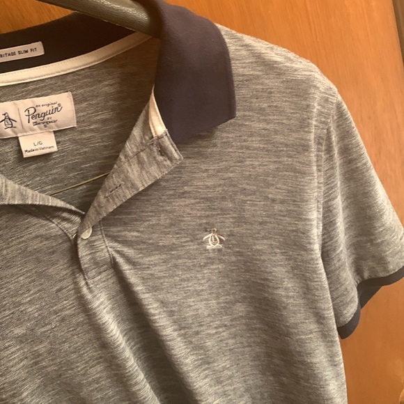 Original Penguin Mens Large Slim Fit Polo - Gray - Picture 3 of 4